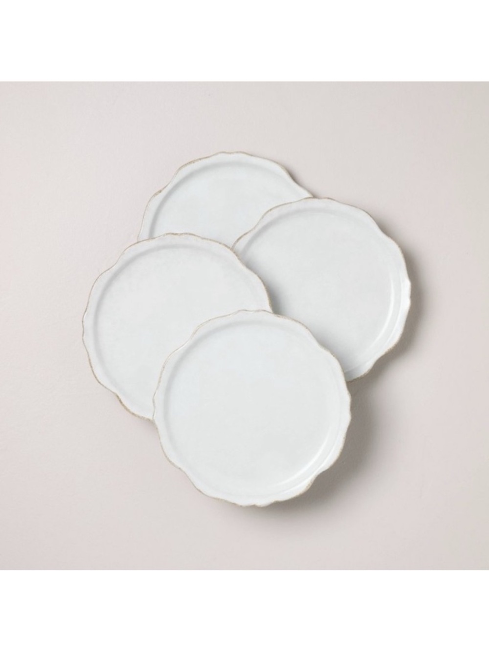 Set of 4 - Carved Edge Salad Plate Cream - Hearth & Hand™ with Magnolia NEW